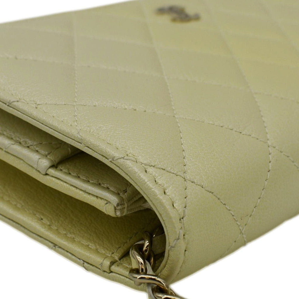 Chanel WOC Quilted Leather Crossbody Bag Light Green