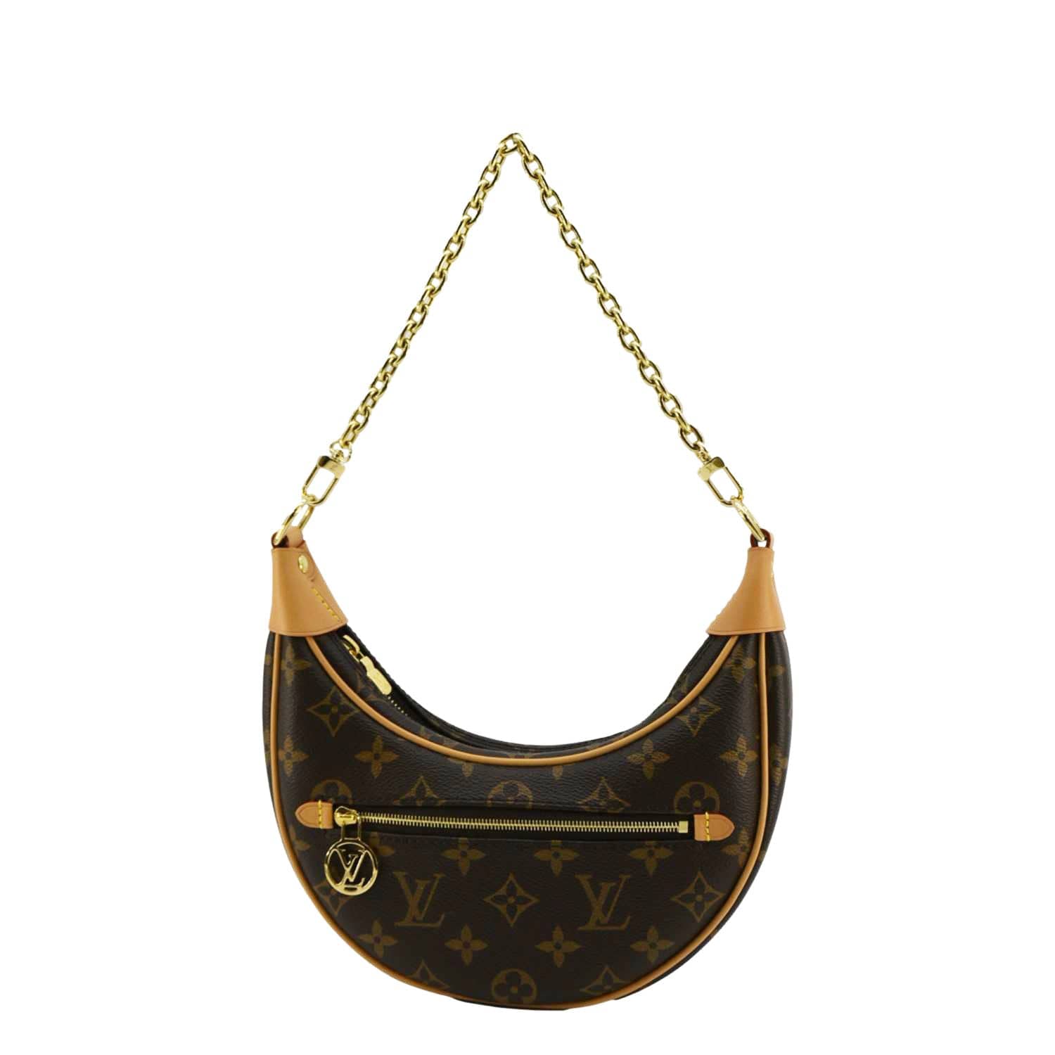 LOUIS VUITTON Loop Half Moon Monogram Canvas Shoulder Bag Brown