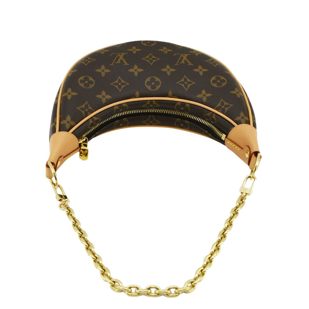 LOUIS VUITTON Loop Half Moon Monogram Canvas Shoulder Bag Brown