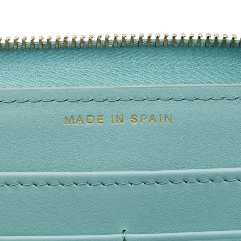 Chanel Zip Around Quilted Caviar Leather Wallet Turquoise