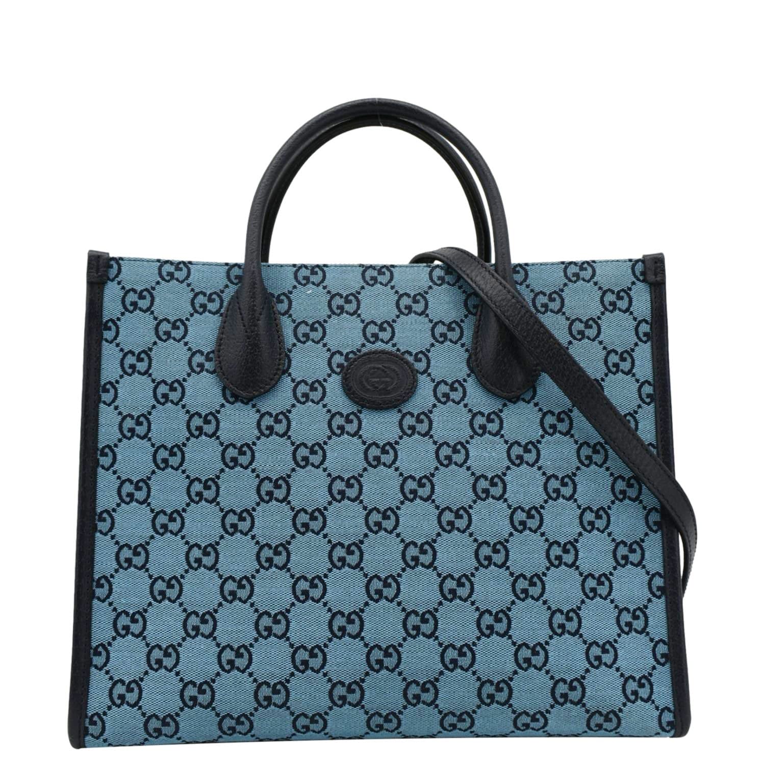 GUCCI Interlocking Gucci Supreme Canvas Tote Bag Blue 659983
