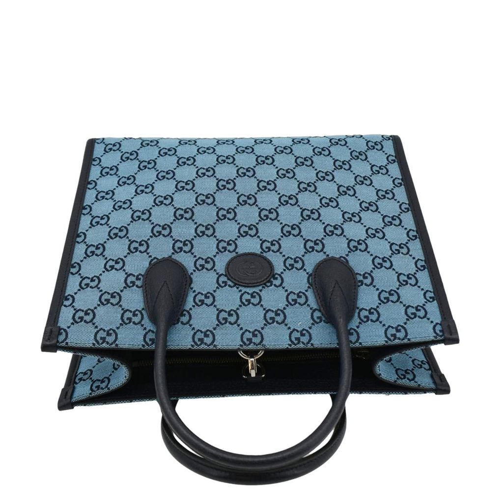 GUCCI Interlocking Gucci Supreme Canvas Tote Bag Blue 659983