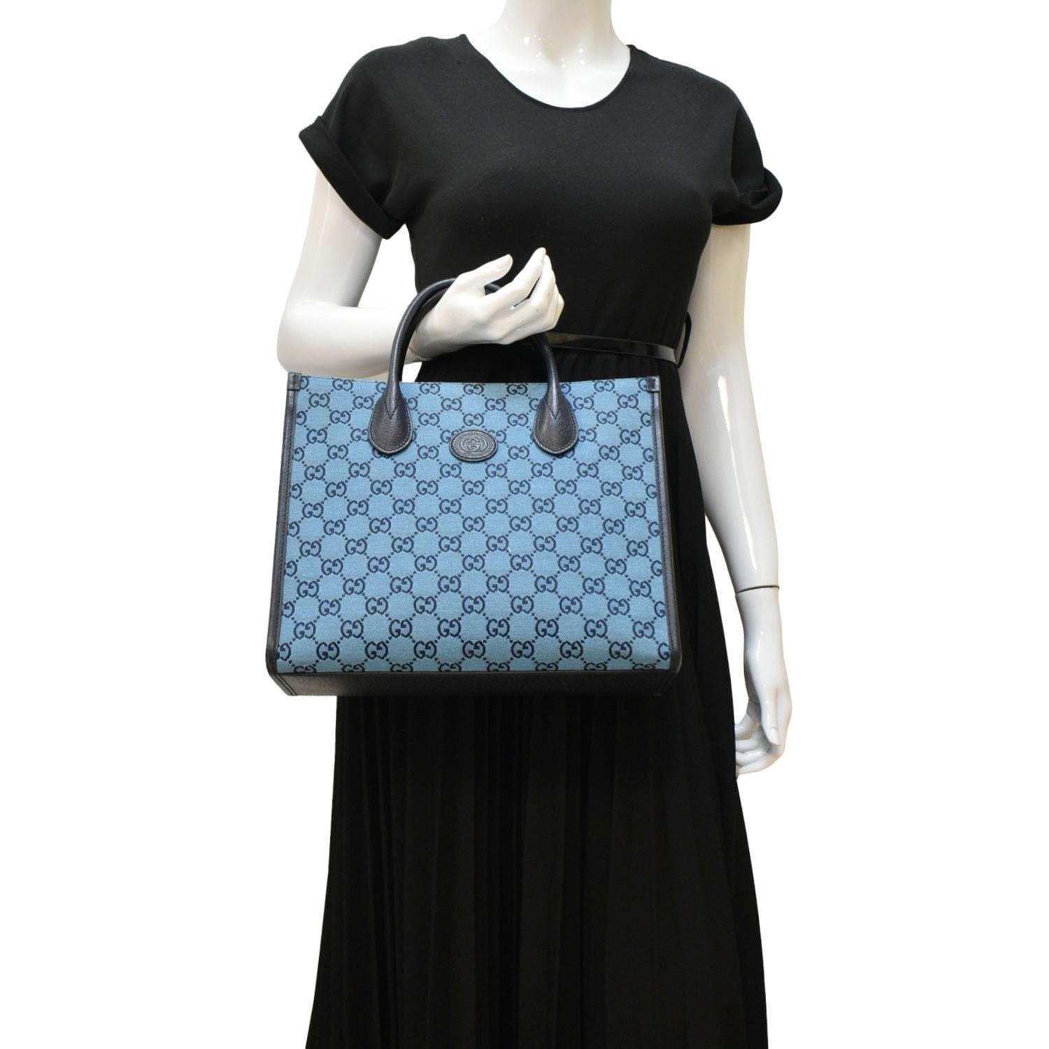 GUCCI Interlocking Gucci Supreme Canvas Tote Bag Blue 659983