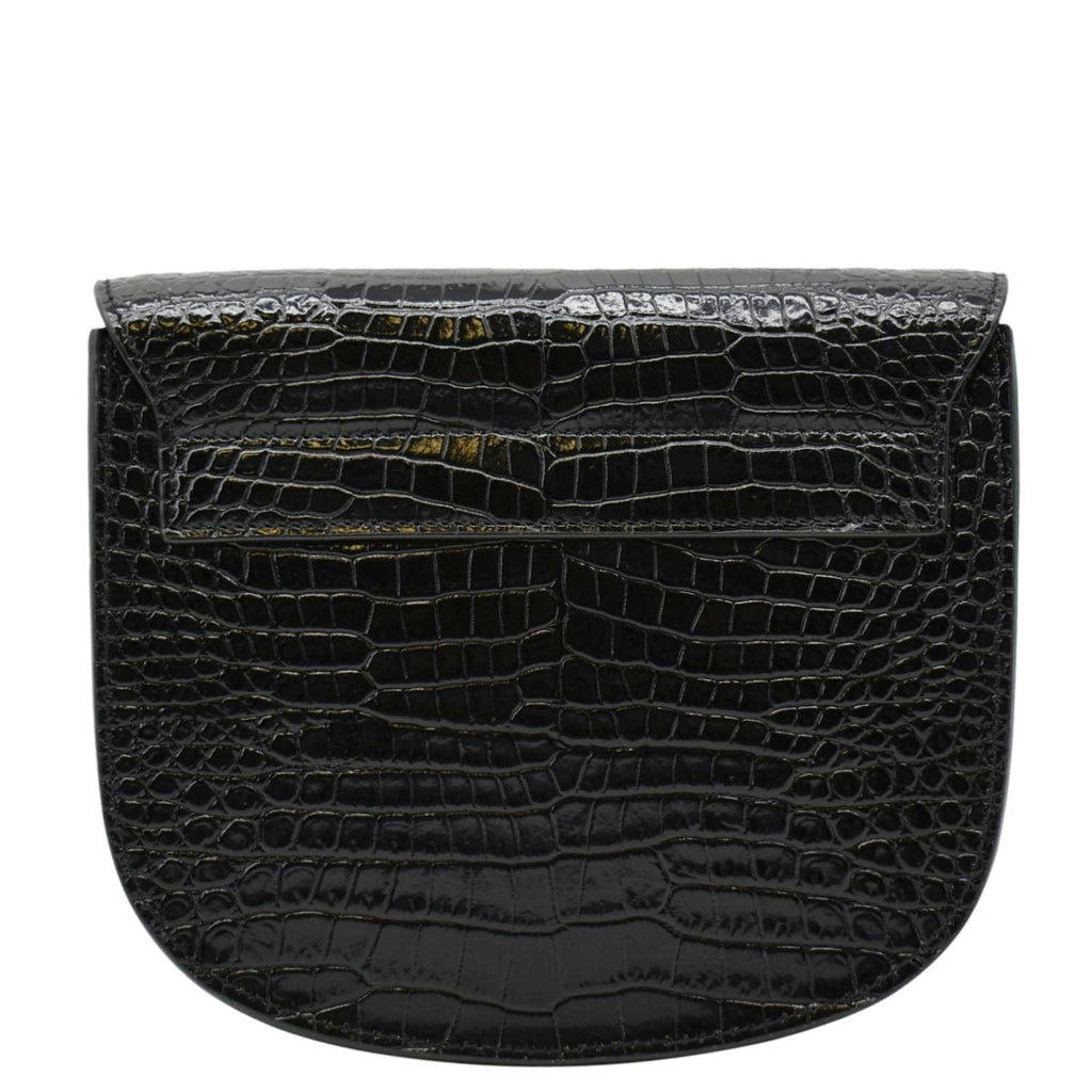 YVES SAINT LAURENT Kaia Small  Embossed Leather Satchel Bag Black