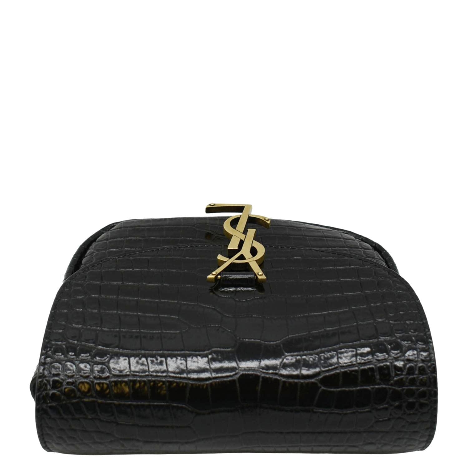 YVES SAINT LAURENT Kaia Small  Embossed Leather Satchel Bag Black