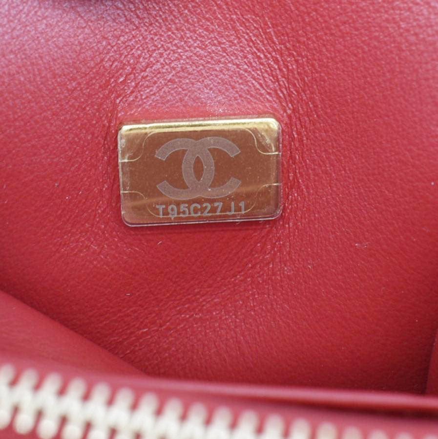 Chanel CC Coco Caviar Leather Top Handle Flap Shoulder Bag Red