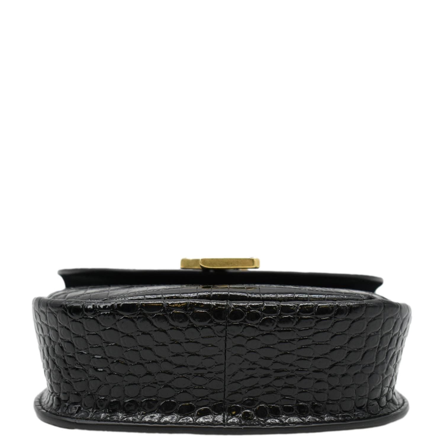 YVES SAINT LAURENT Kaia Small  Embossed Leather Satchel Bag Black