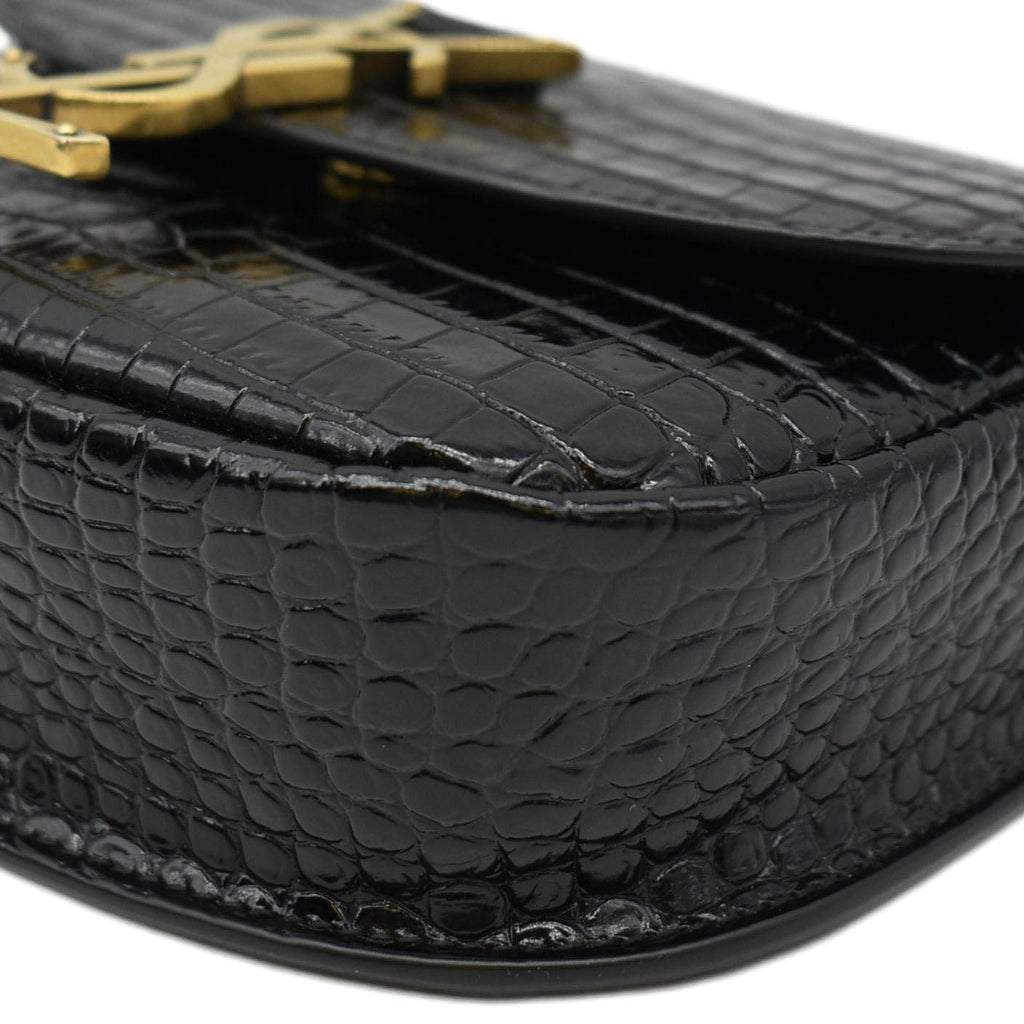 YVES SAINT LAURENT Kaia Small  Embossed Leather Satchel Bag Black