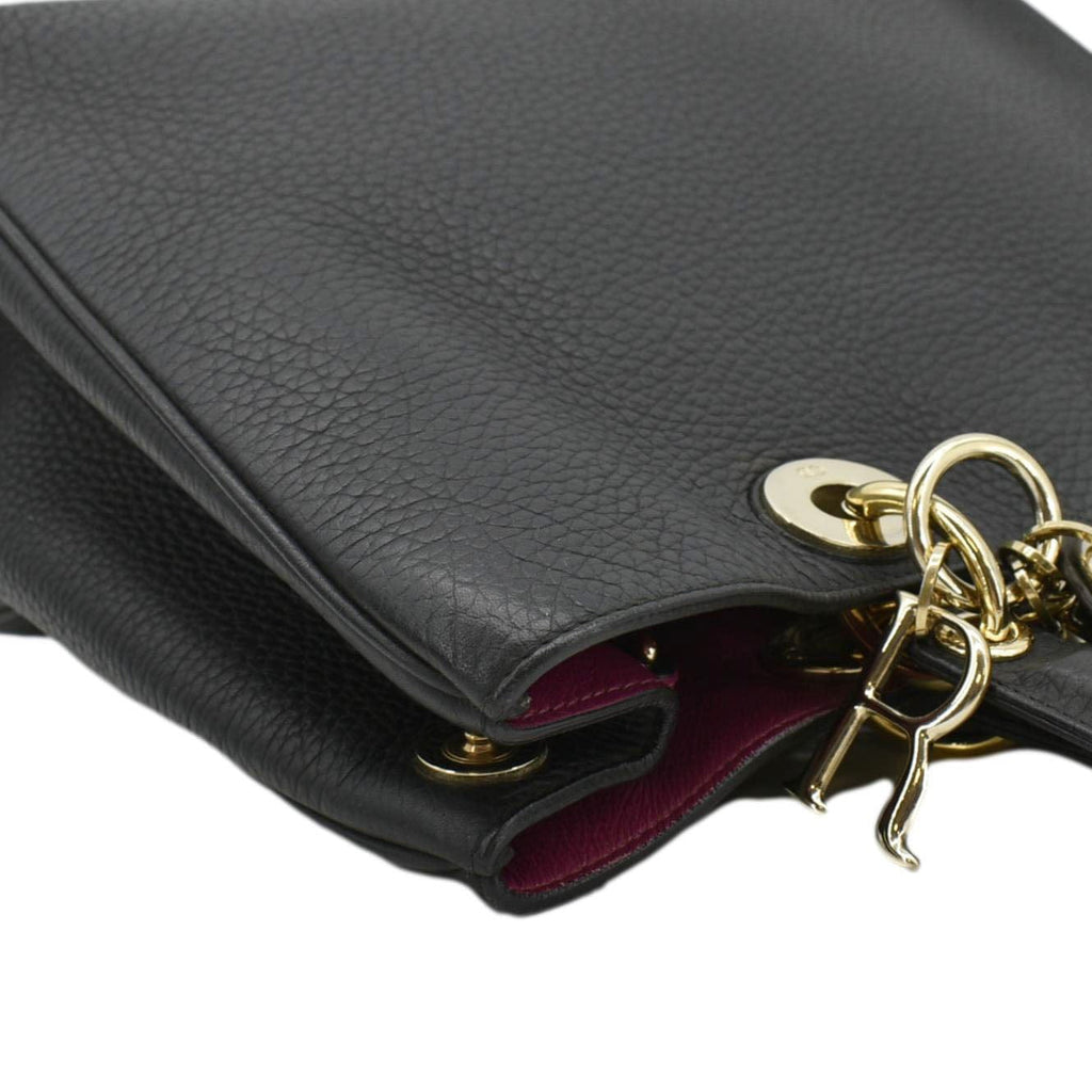 CHRISTIAN DIOR Diorissimo Leather Tote Shoulder  Bag Black