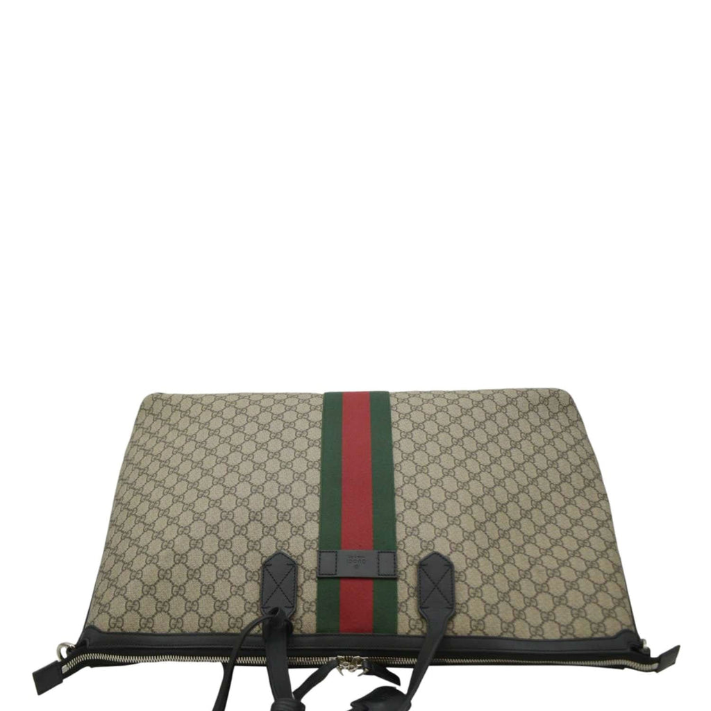 GUCCI Large Zippered Gucci Supreme Canvas Web Duffle Bag Beige 353406