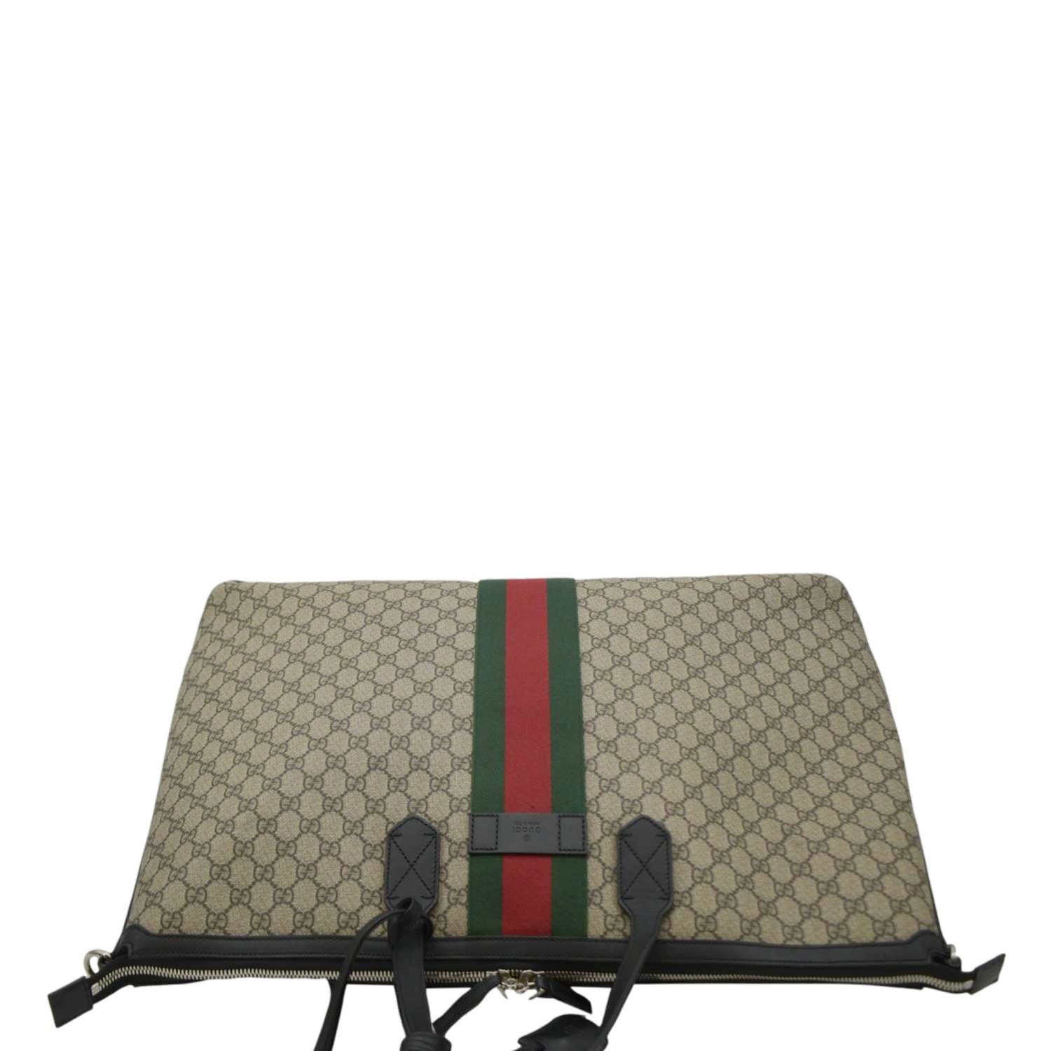 GUCCI Large Zippered Gucci Supreme Canvas Web Duffle Bag Beige 353406