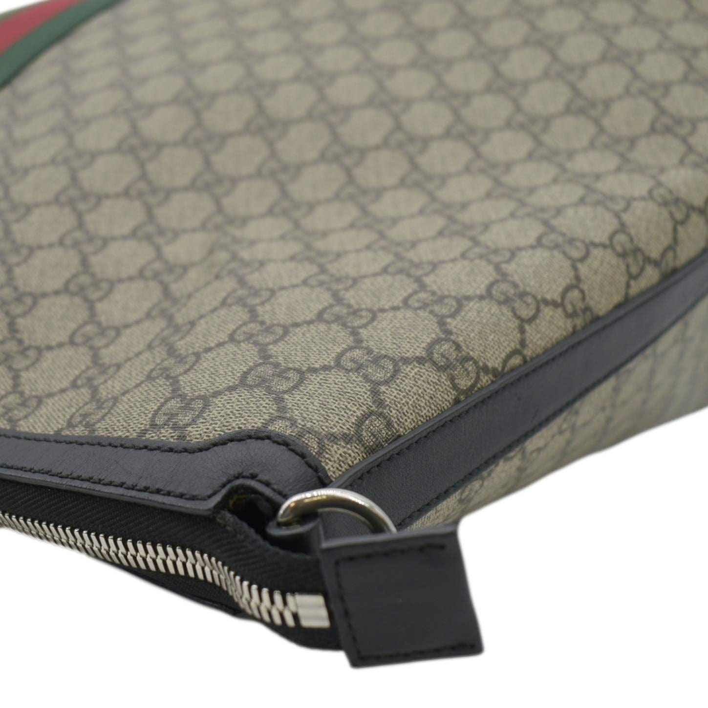 GUCCI Large Zippered Gucci Supreme Canvas Web Duffle Bag Beige 353406