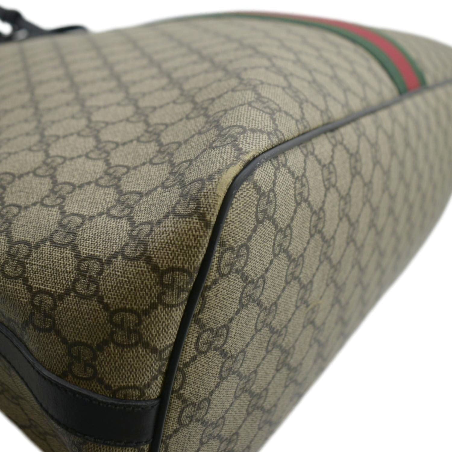 GUCCI Large Zippered Gucci Supreme Canvas Web Duffle Bag Beige 353406
