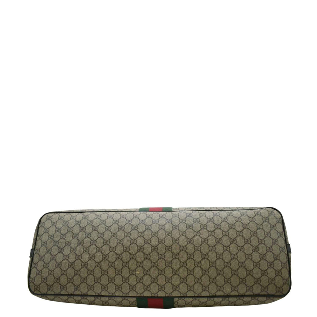GUCCI Large Zippered Gucci Supreme Canvas Web Duffle Bag Beige 353406