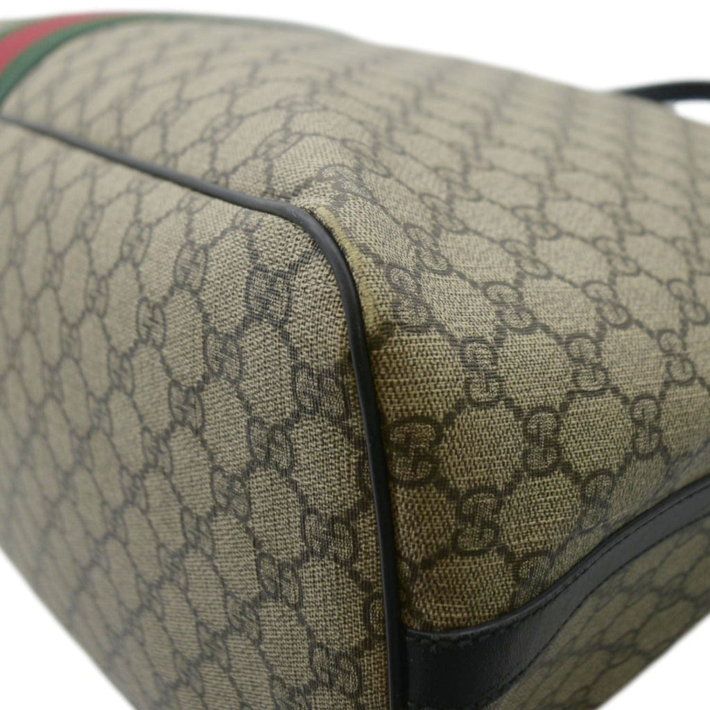GUCCI Large Zippered Gucci Supreme Canvas Web Duffle Bag Beige 353406