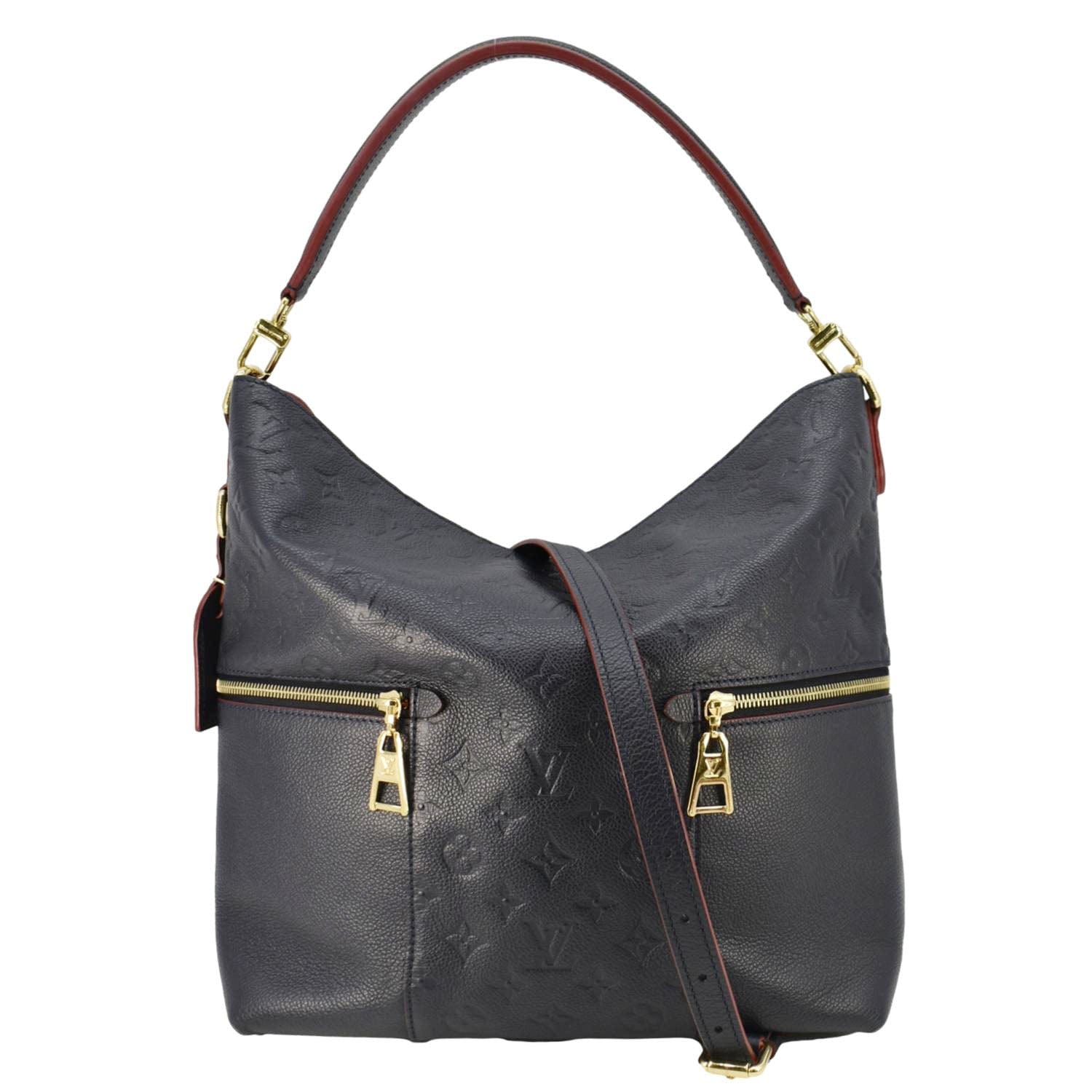 LOUIS VUITTON Melie Monogram Empreinte Leather Hobo Shoulder Bag Navy Blue