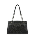 Chanel Timeless CC Soft Quilted Caviar Leather Shopping Tote Bag Black