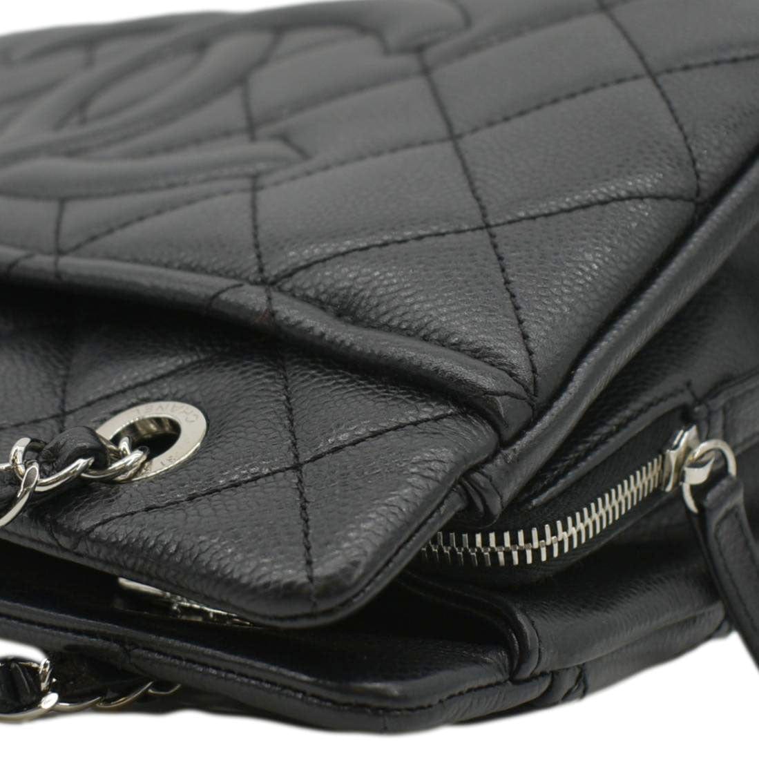 Chanel Timeless CC Soft Quilted Caviar Leather Shopping Tote Bag Black