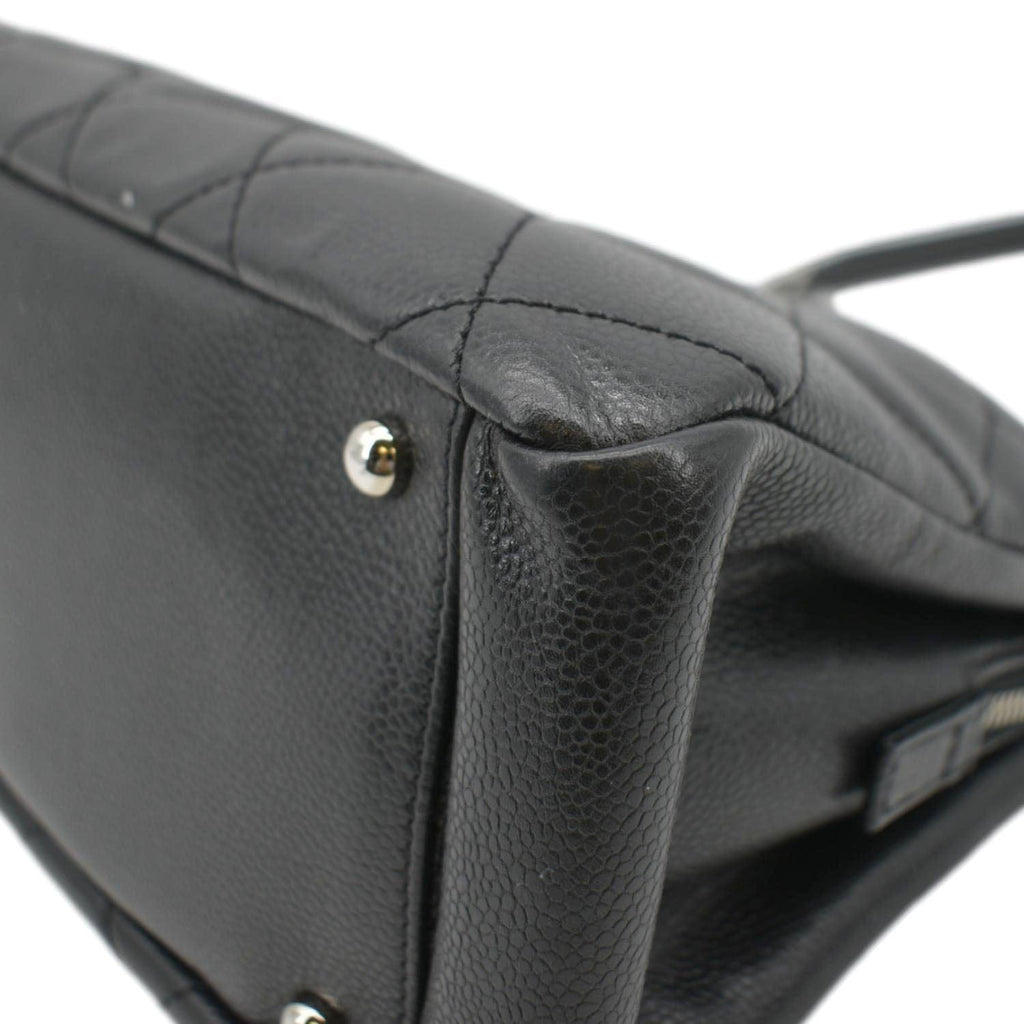 Chanel Timeless CC Soft Quilted Caviar Leather Shopping Tote Bag Black