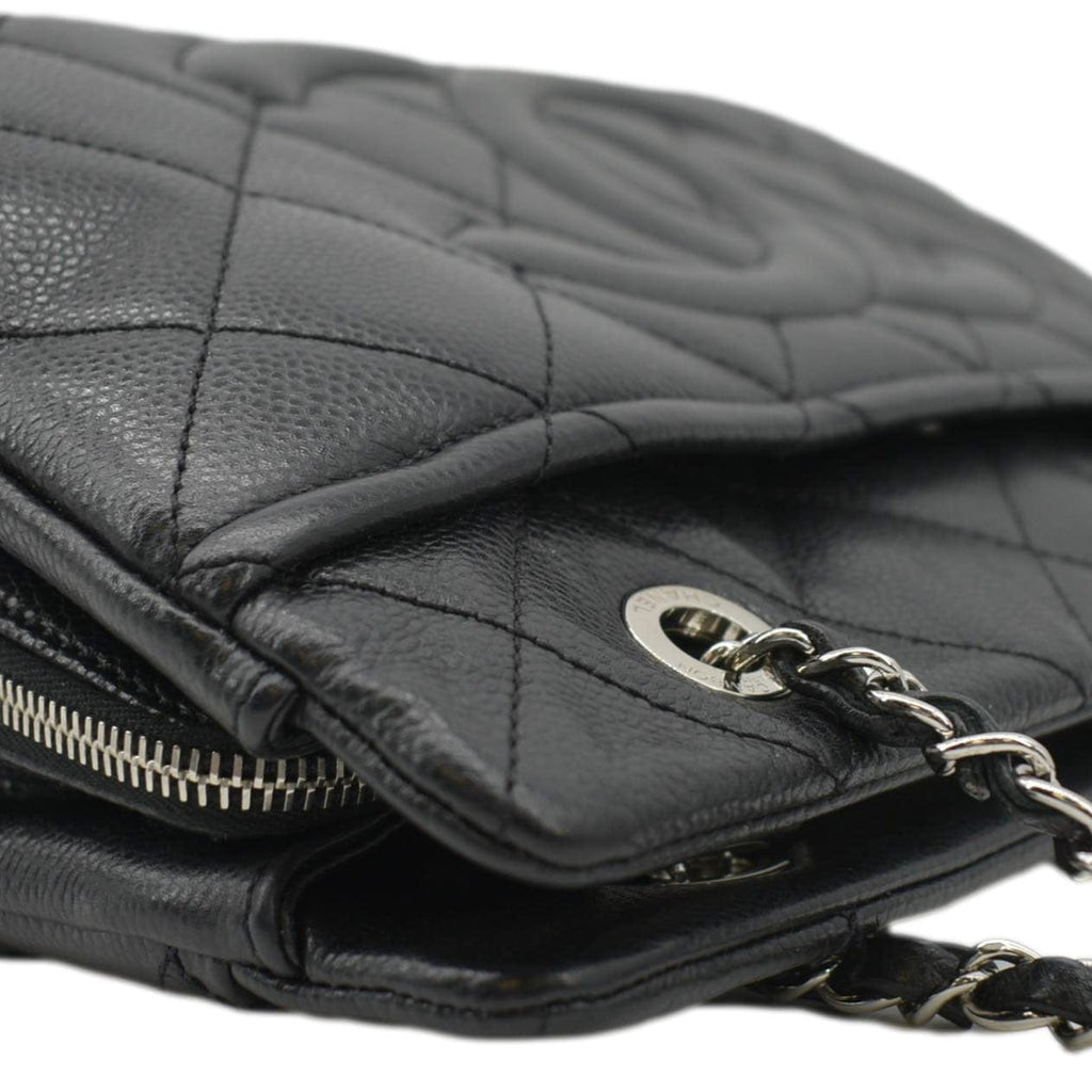 Chanel Timeless CC Soft Quilted Caviar Leather Shopping Tote Bag Black