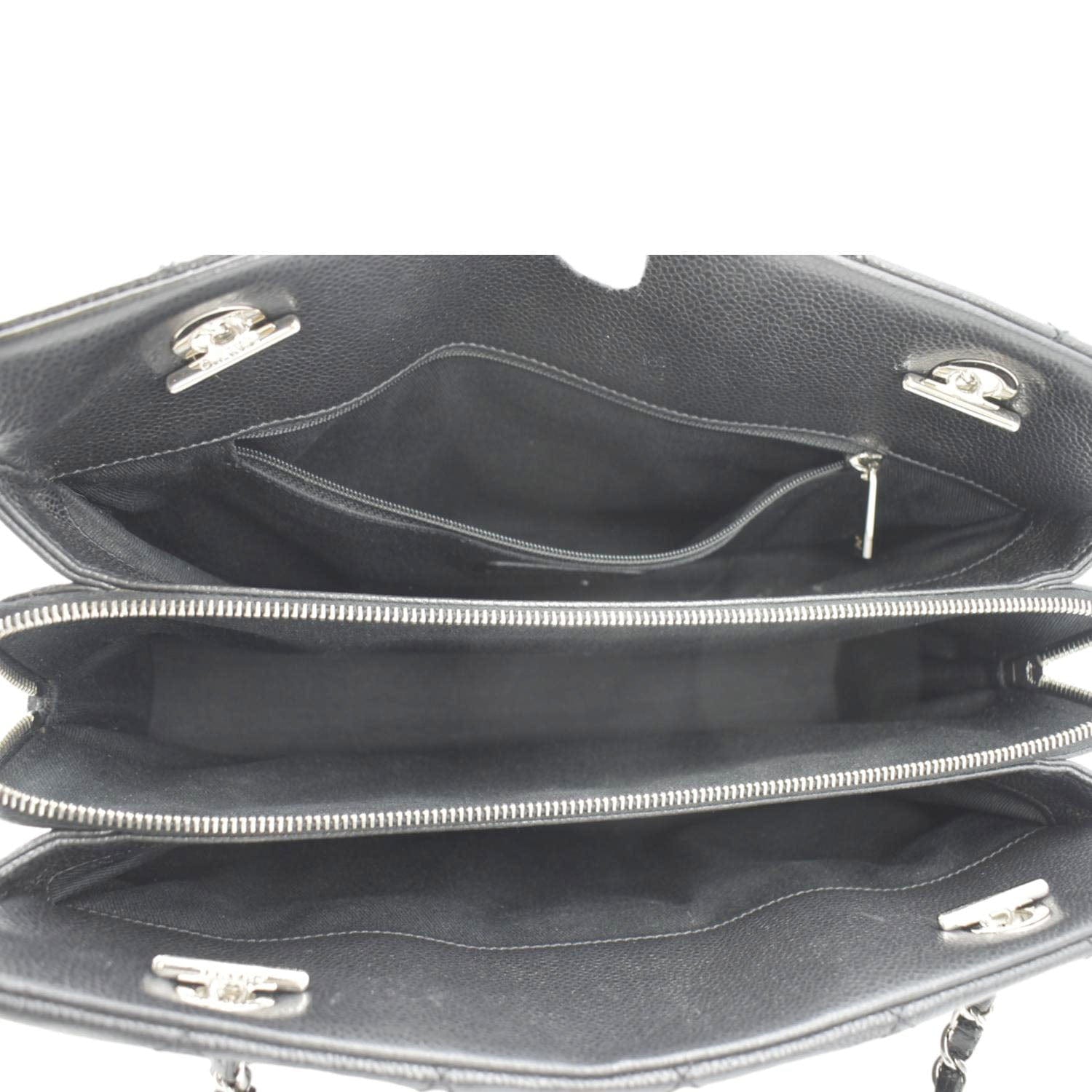Chanel Timeless CC Soft Quilted Caviar Leather Shopping Tote Bag Black