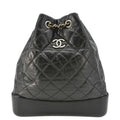 Chanel Gabrielle Quilted Aged Calfskin Leather Backpack Bag Black