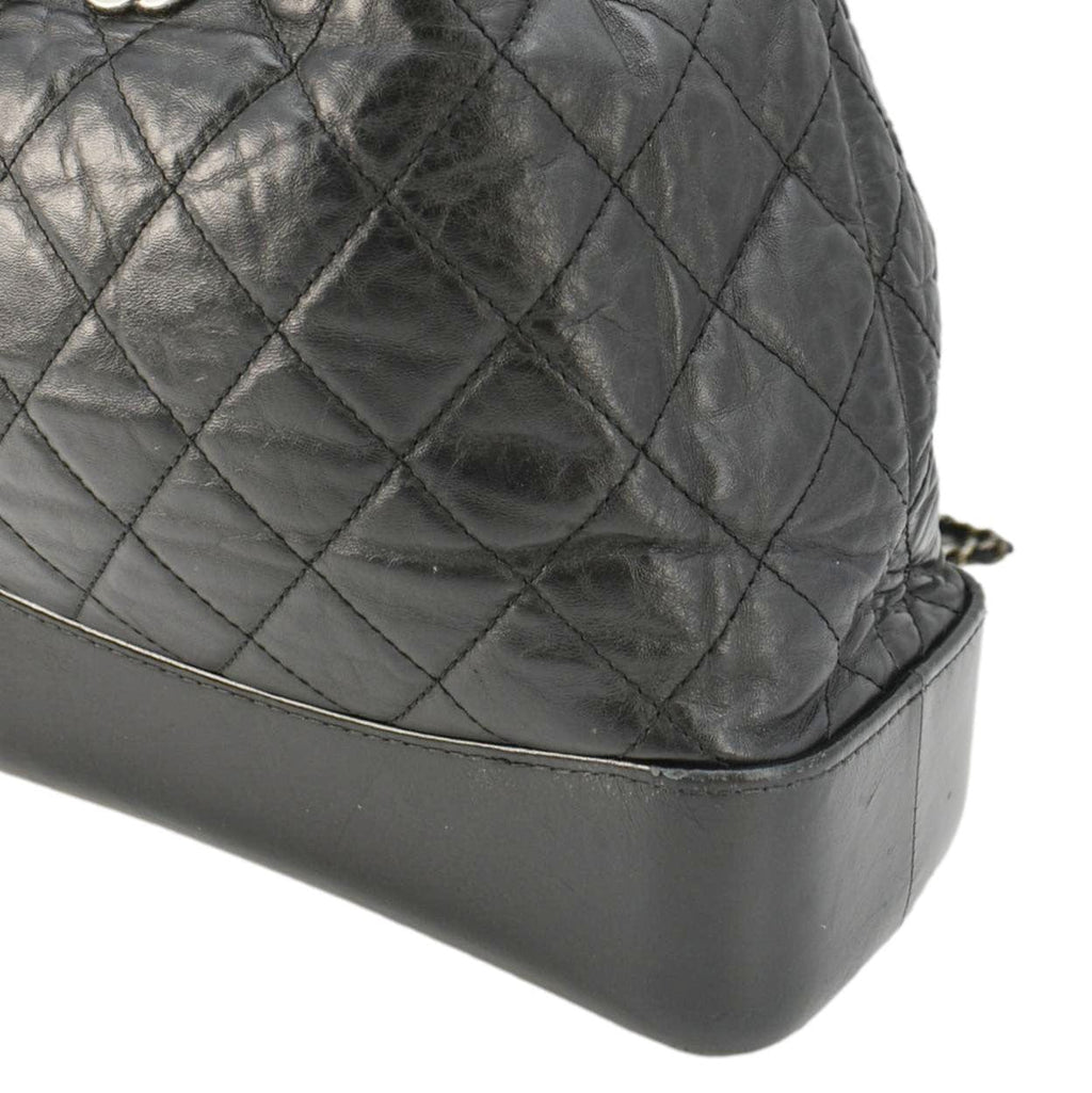 Chanel Gabrielle Quilted Aged Calfskin Leather Backpack Bag Black
