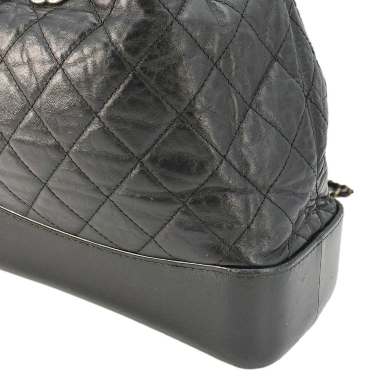 Chanel Gabrielle Quilted Aged Calfskin Leather Backpack Bag Black