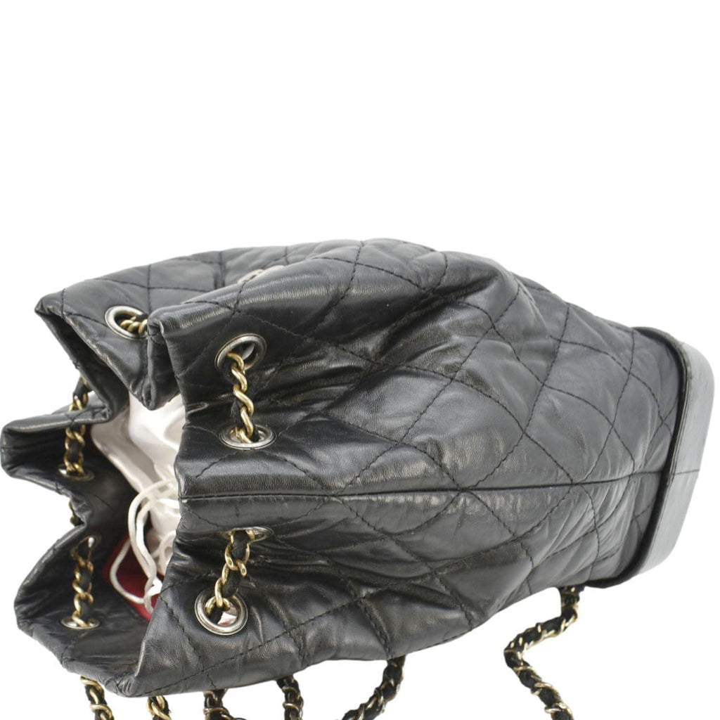 Chanel Gabrielle Quilted Aged Calfskin Leather Backpack Bag Black