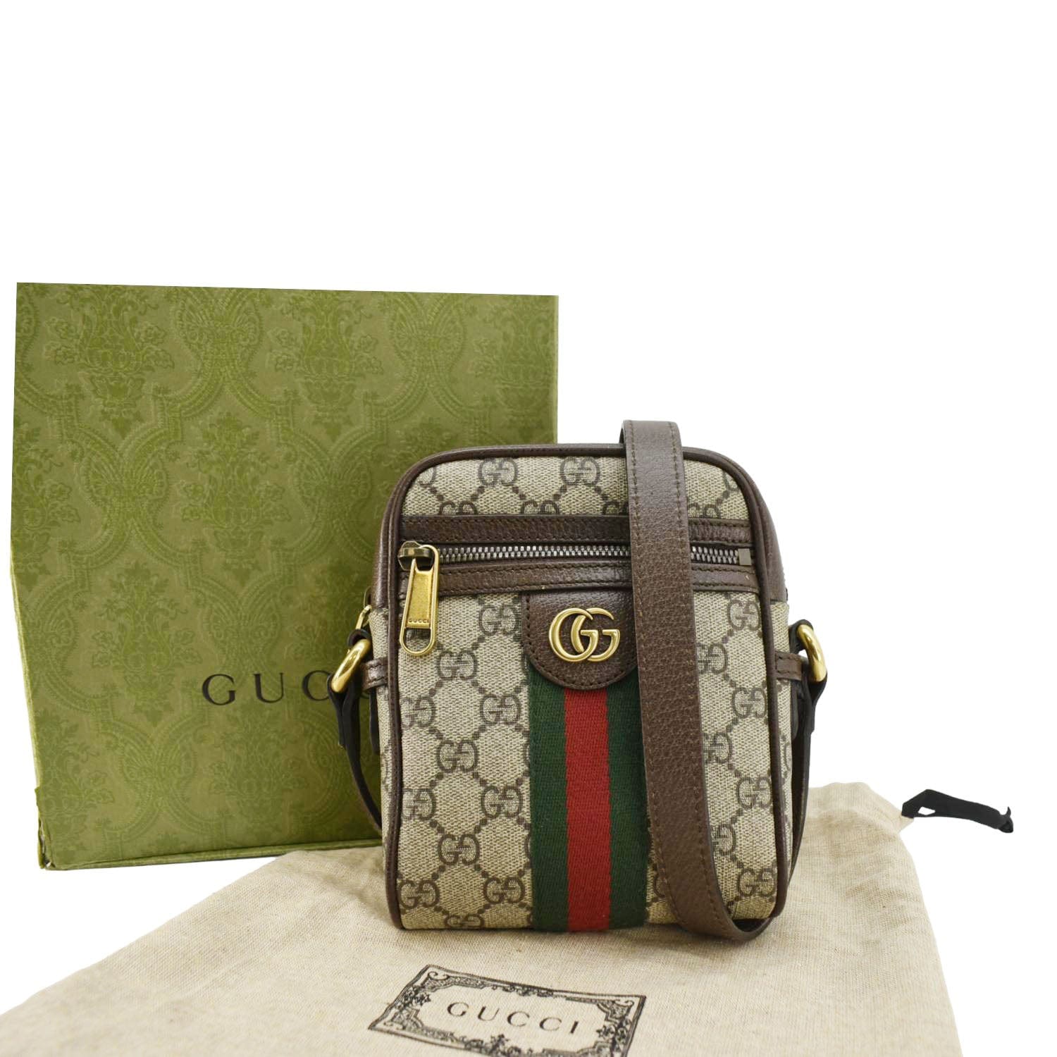 GUCCI Ophidia Small Gucci Canvas Messenger Bag Brown 598127