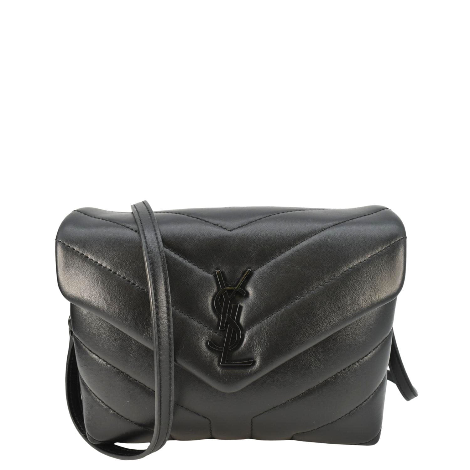 YVES SAINT LAURENT Loulou Toy Quilted Leather Crossbody Bag Black