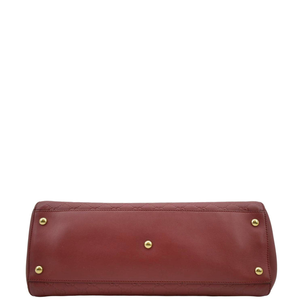 GUCCI Large Soft Signature Leather Chain Shoulder Tote Bag Red 453771