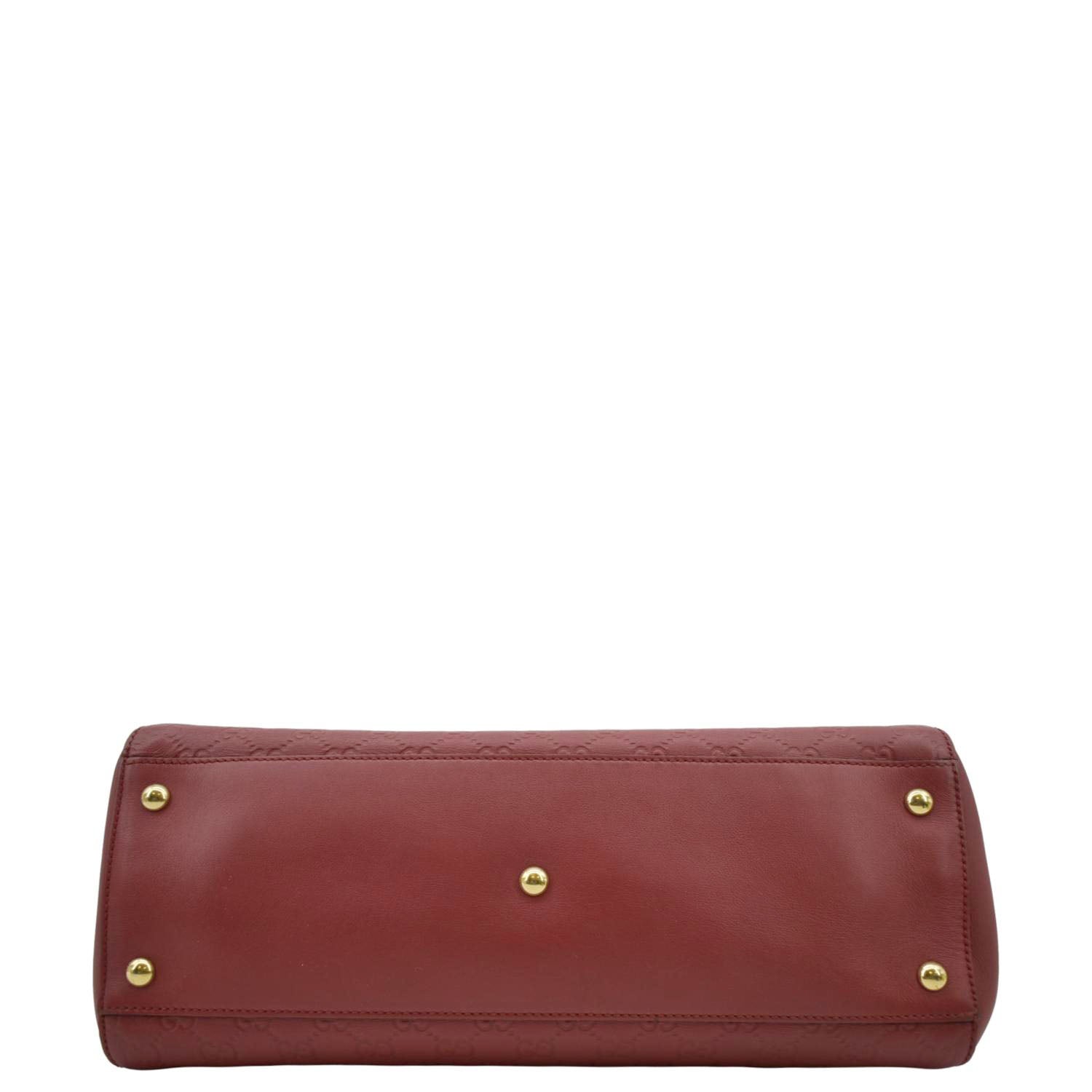 GUCCI Large Soft Signature Leather Chain Shoulder Tote Bag Red 453771