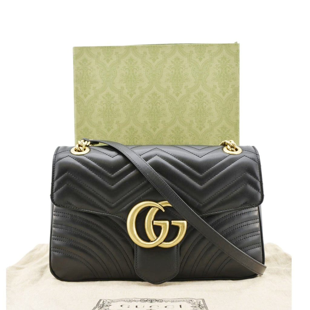 GUCCI Gucci Marmont Medium Matelasse Shoulder Bag Black 443496