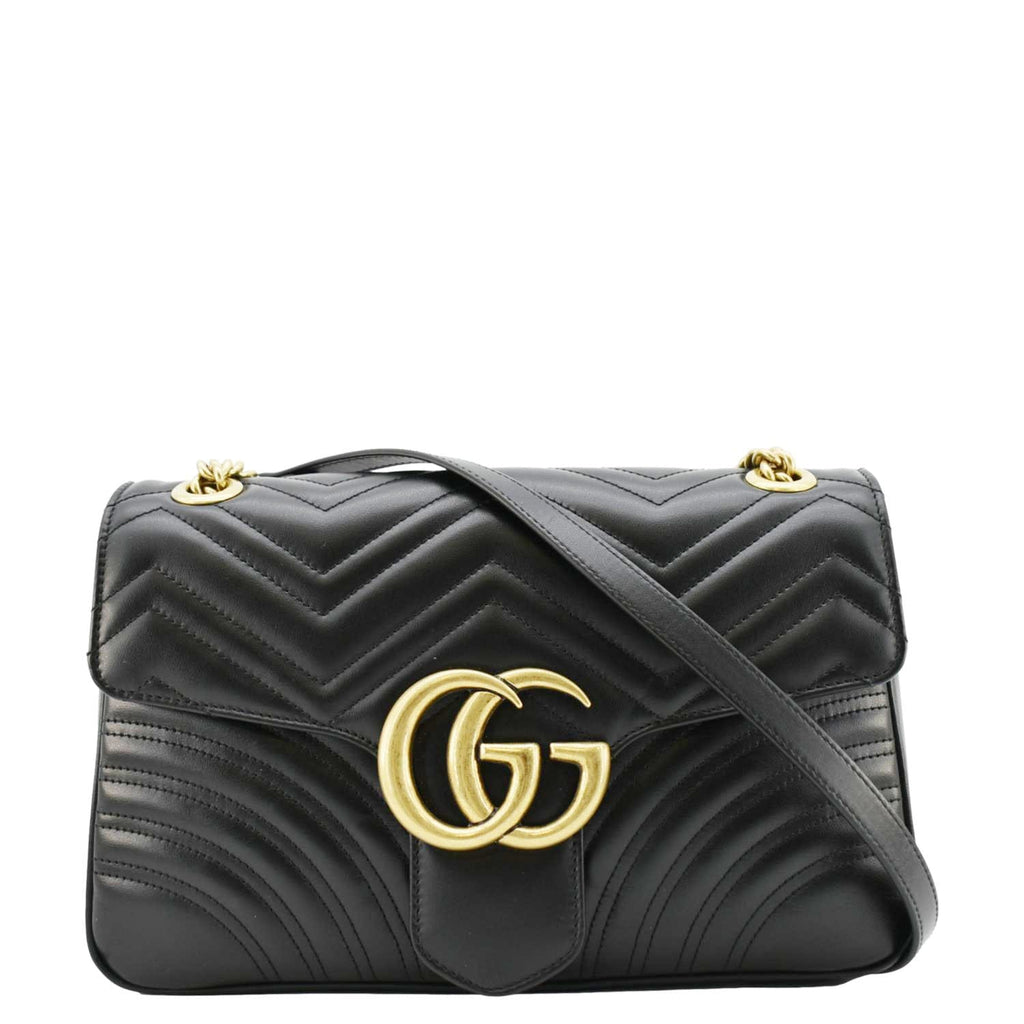 GUCCI Gucci Marmont Medium Matelasse Shoulder Bag Black 443496