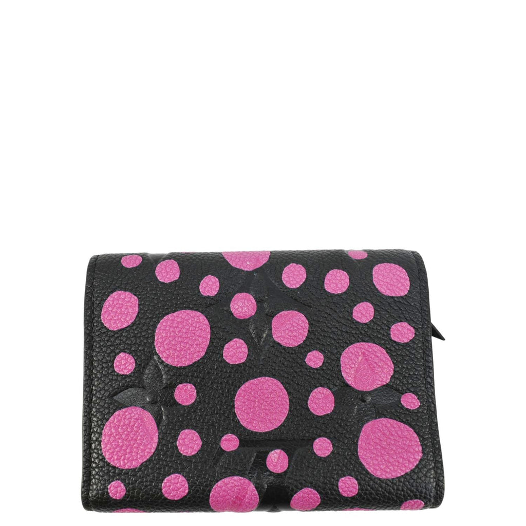 LOUIS VUITTON LV X YK Victorine Polka Dot Monogram Empreinte Leather Wallet Fuchsia