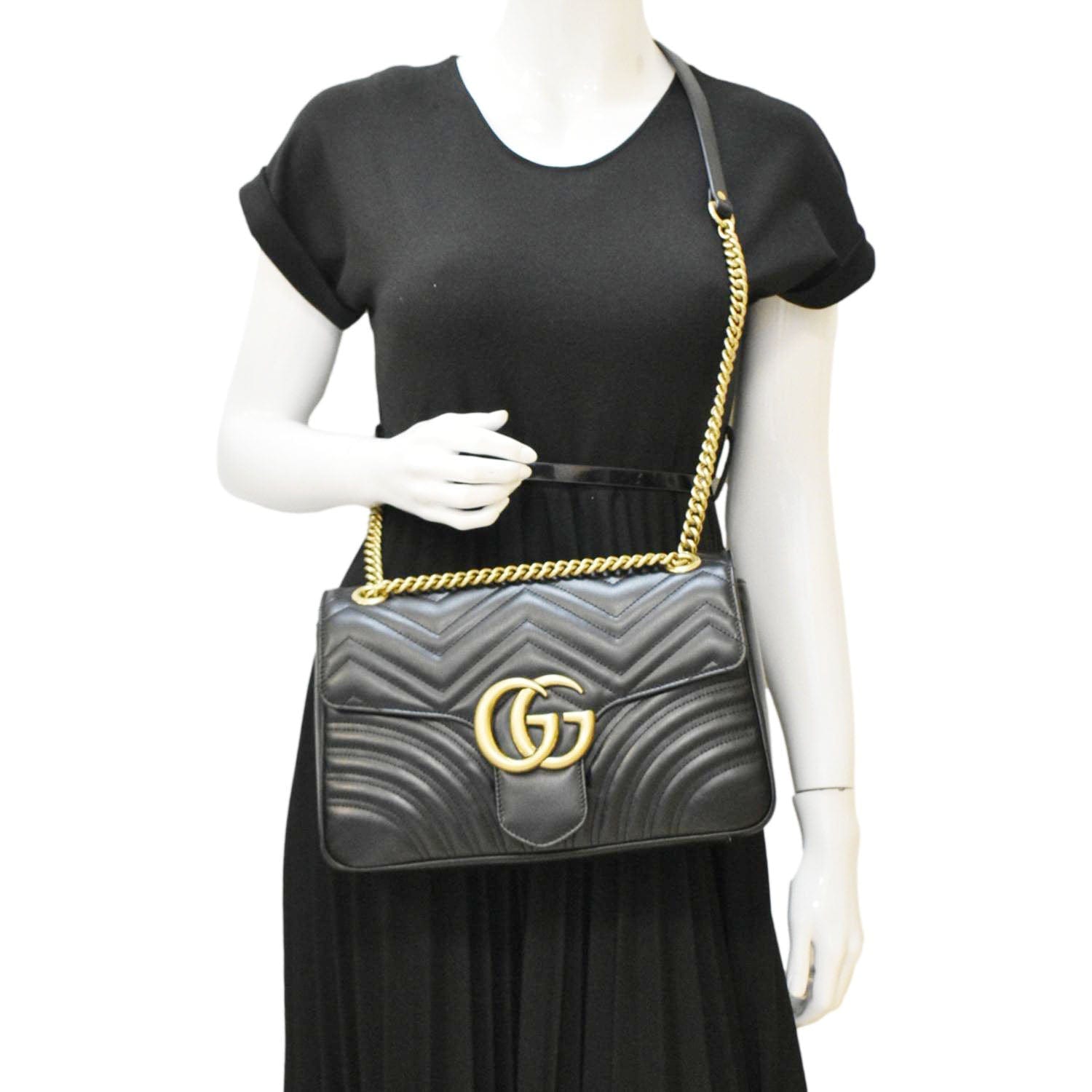 GUCCI Gucci Marmont Medium Matelasse Shoulder Bag Black 443496