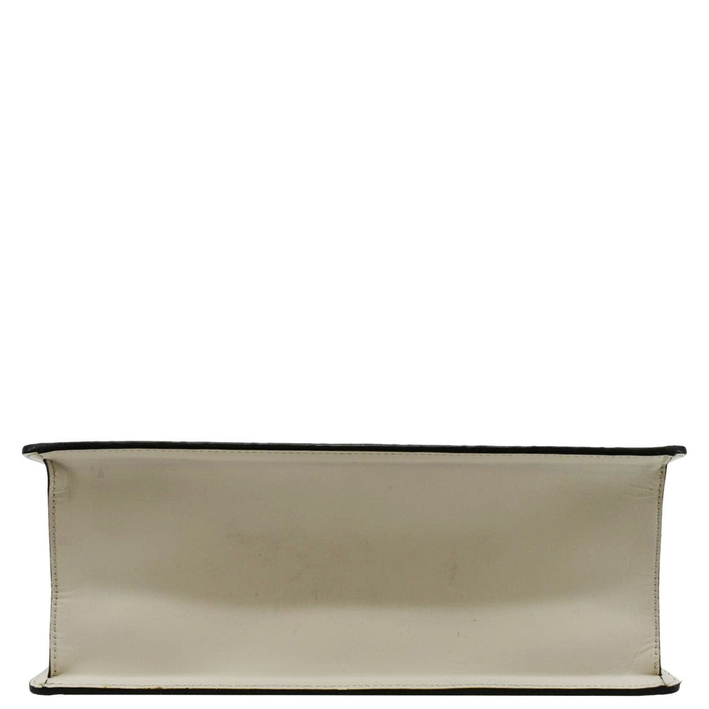 GUCCI Sylvie Medium Gucci Signature Leather Top Handle Shoulder Bag Off White 431665