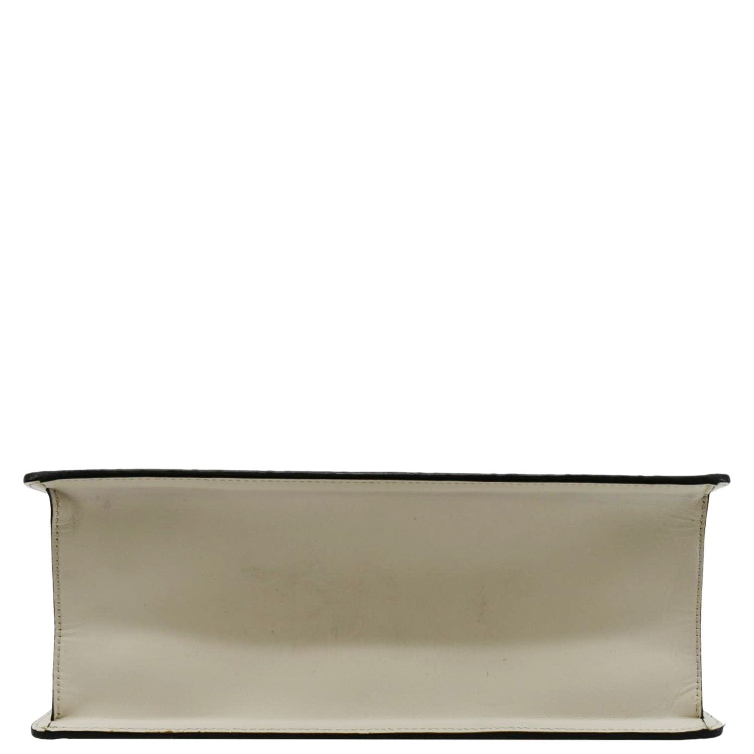 GUCCI Sylvie Medium Gucci Signature Leather Top Handle Shoulder Bag Off White 431665