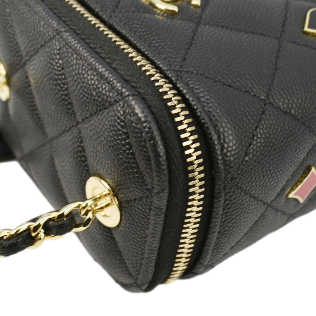Chanel Coco Casino Mini Quilted Caviar Leather Vanity Case Black