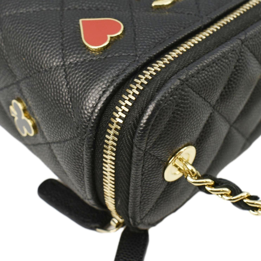 Chanel Coco Casino Mini Quilted Caviar Leather Vanity Case Black