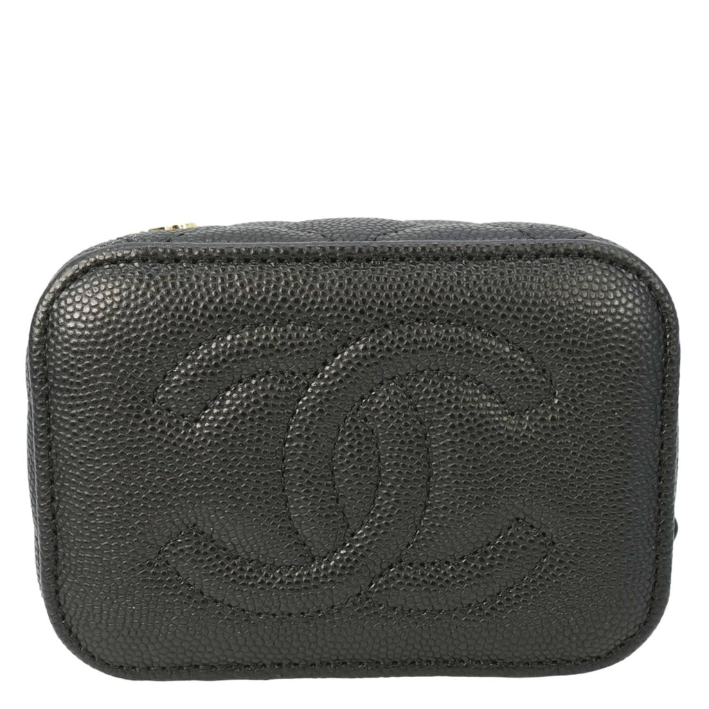Chanel Coco Casino Mini Quilted Caviar Leather Vanity Case Black