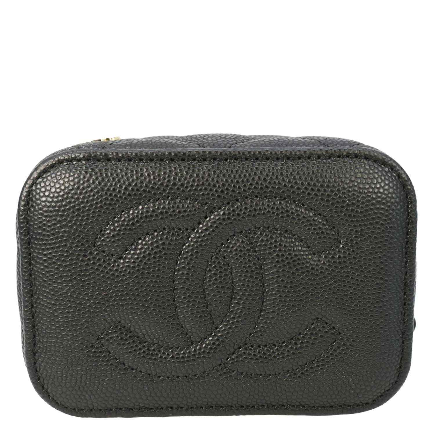 Chanel Coco Casino Mini Quilted Caviar Leather Vanity Case Black