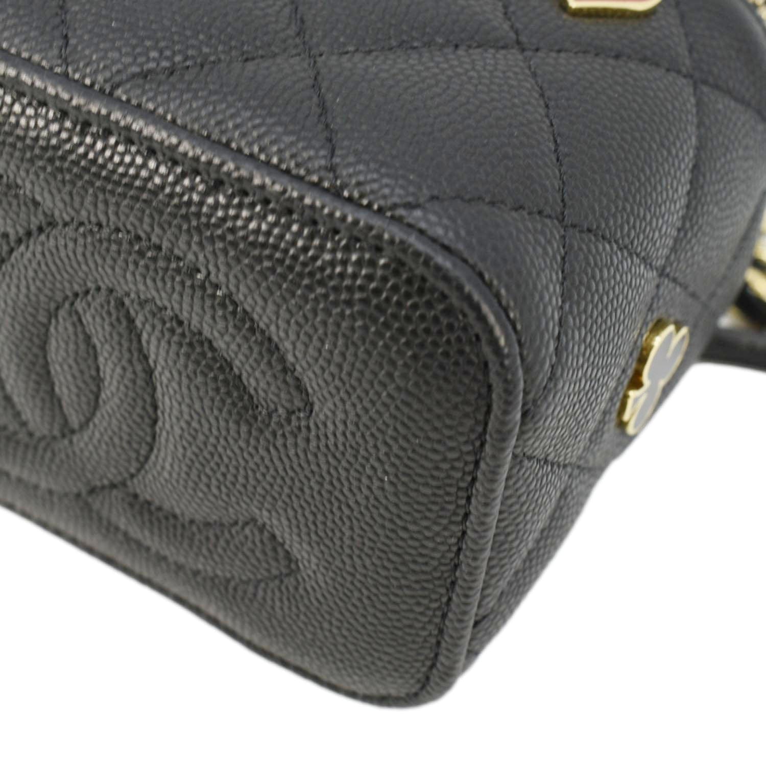 Chanel Coco Casino Mini Quilted Caviar Leather Vanity Case Black