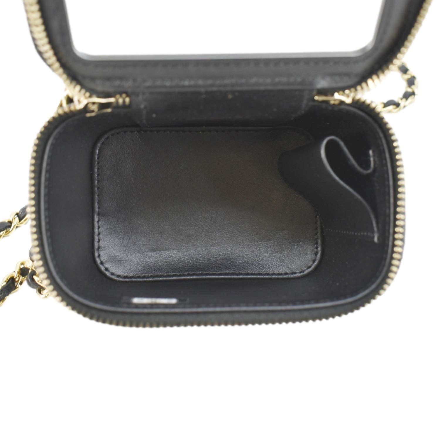 Chanel Coco Casino Mini Quilted Caviar Leather Vanity Case Black