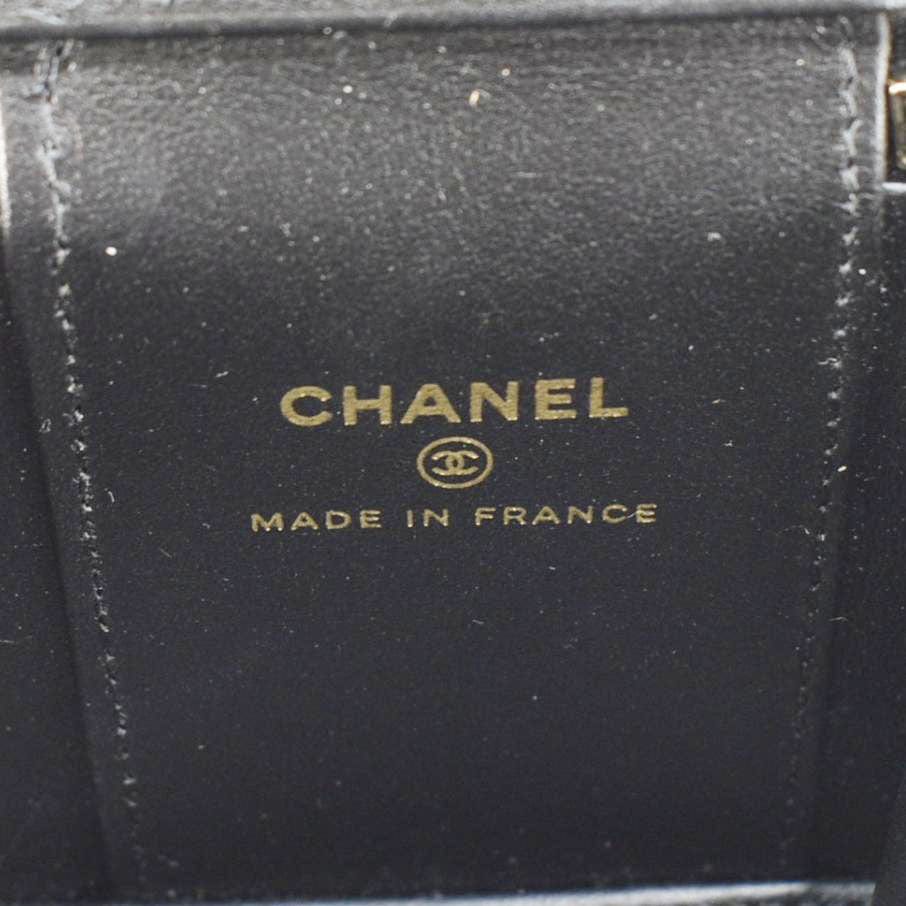 Chanel Coco Casino Mini Quilted Caviar Leather Vanity Case Black