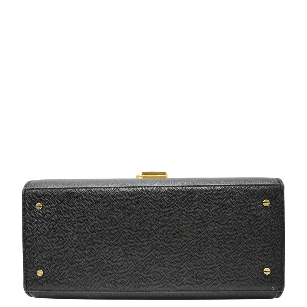 YVES SAINT LAURENT Cassandra Top Handle Leather Shoulder Bag Black