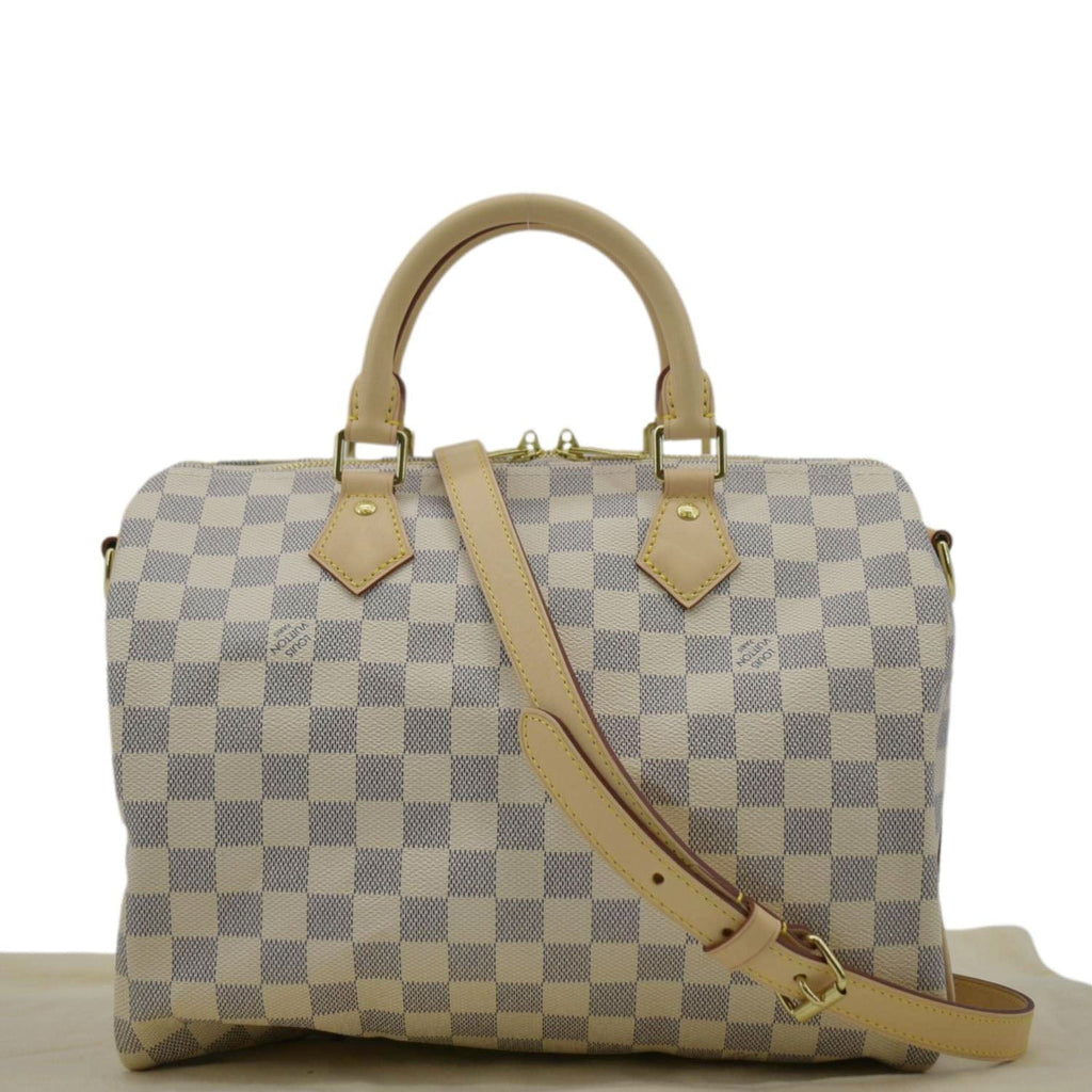 LOUIS VUITTON Speedy 30 Bandouliere Damier Azur Shoulder Bag White