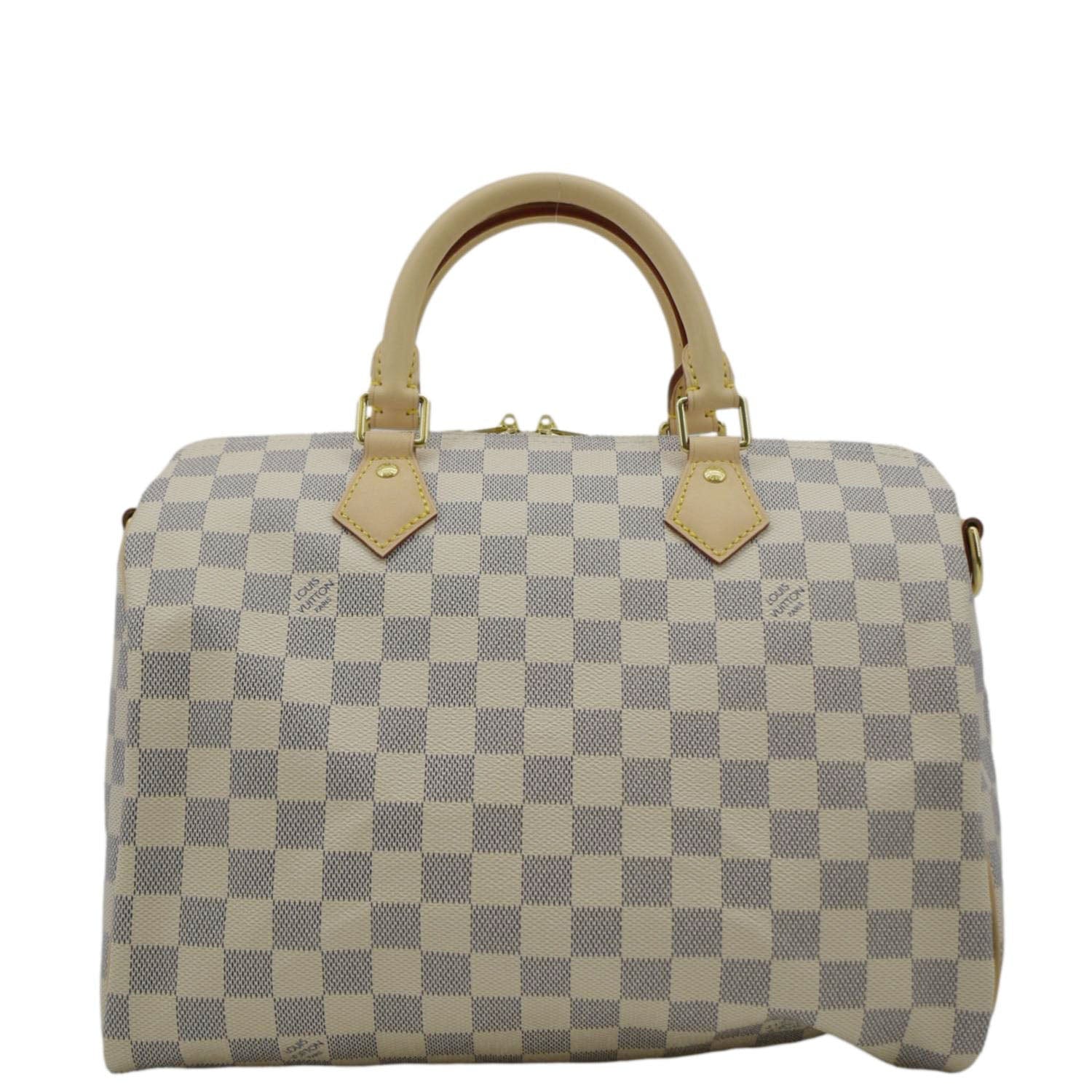 LOUIS VUITTON Speedy 30 Bandouliere Damier Azur Shoulder Bag White