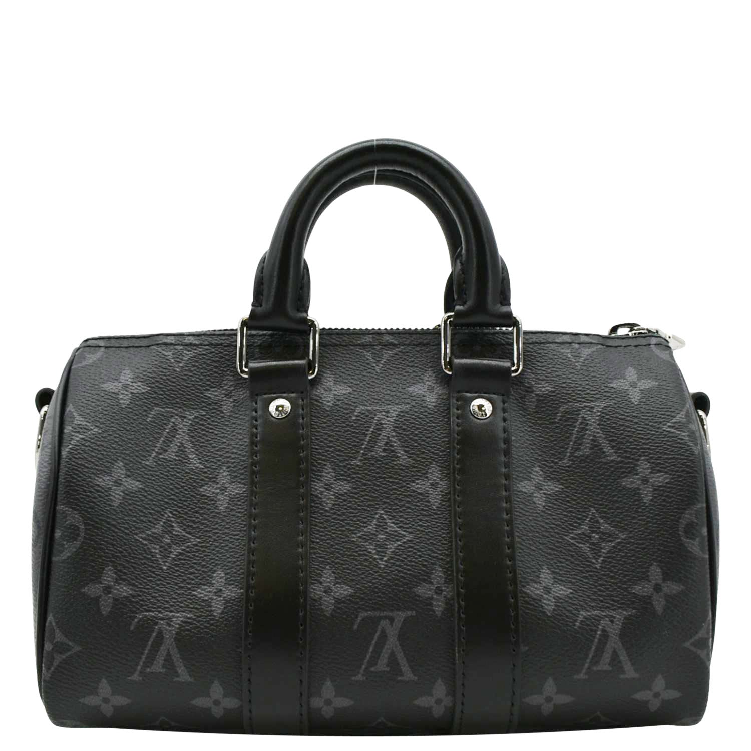 LOUIS VUITTON Keepall 25 Bandouliere Monogram Eclipse Reverse Canvas Crossbody Bag Black